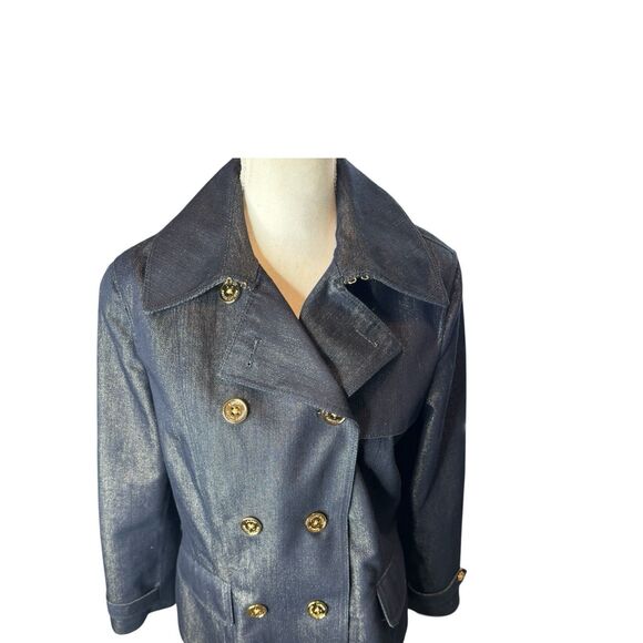 Polo Ralph Lauren Denim And Gold Jacket Women’s Large Blue Button Up Cotton - Picture 2 of 7